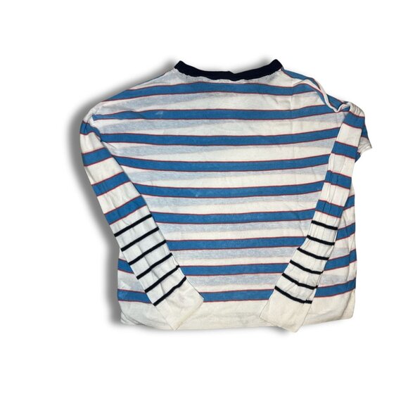 Splendid X Gray Malin Striped Long Sleeve Sweater XS Cotton Blend White Blue Red - Picture 3 of 6